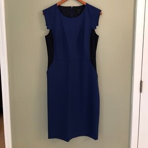 NWOT J. Crew blue with black panel sheath dress 6